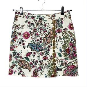 Beth Bowley Skirt 4 Multicolor Floral Beaded Woven Cotton Faux Wrap Maximalist